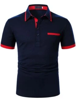 Manfinity Homme Men Contrast Binding Polo Shirt -Man Style Shop 1609298547c804e4e4da09fc2e56d8677d2f6d7ece thumbnail 405x552