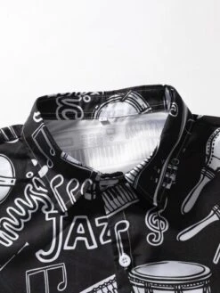 Manfinity EMRG Men 1pc Random Musical Instrument & Letter Graphic Button Up Shirt -Man Style Shop 16412640414e3137379d6bde12c403976f4733640b thumbnail 405x552