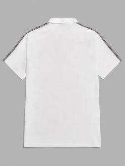 Manfinity Sporsity Men Plaid Letter Embroidery Contrast Side Seam Polo Shirt