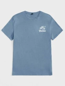 Manfinity Chillmode Men Cotton Letter & Tropical Graphic Tee