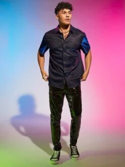 Manfinity Fever City Men Single Breasted Placket Hologram Shirt -Man Style Shop 16718487524dcb41ea4ca7c92e1af954c8b184ce13 thumbnail 405x552