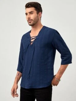 Manfinity Homme Men Solid V Neck Shirt -Man Style Shop 1673313759f72ab73043357dbb6c8efbac0d058480 thumbnail 405x552