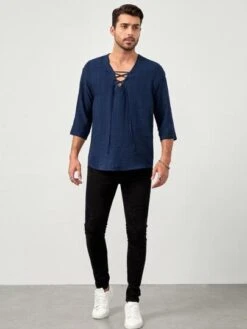 Manfinity Homme Men Solid V Neck Shirt -Man Style Shop 1673313762ff86a632264213724427a5bdd8720c20 thumbnail 405x552