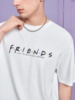 FRIENDS X SHEIN Manfinity EMRG Men Cotton Letter & Figure Graphic Drop Shoulder Tee -Man Style Shop 1673407610ee8153c5637f6a929e7da4278a5a7943 thumbnail 405x552