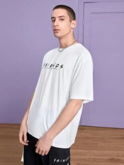 FRIENDS X SHEIN Manfinity EMRG Men Cotton Letter & Figure Graphic Drop Shoulder Tee -Man Style Shop 16734076132c4d7f88cc06ba7a58db372c3450aabb thumbnail 405x552