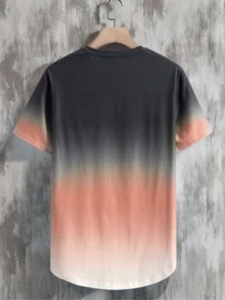 Manfinity Homme Men Ombre Curved Hem Tee Without Necklace