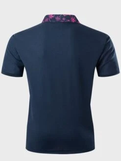 Manfinity Homme Men Contrast Collar Pocket Patched Polo Shirt