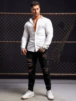 Manfinity Homme Men Cotton Solid Button Front Shirt -Man Style Shop 1678874761bfa361b2b84607fded79a3da4d89ca40 thumbnail 405x552