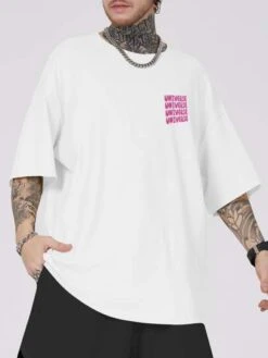 ROMWE Guys Slogan & Cartoon Graphic Tee