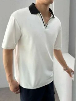 Manfinity Hypemode Men Contrast Collar Letter Patched Detail Drop Shoulder Polo Shirt -Man Style Shop 16805738325e25006df28969f7cb91b7d4379afa61 thumbnail 405x552