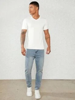 Manfinity Basics Men 100% Cotton Solid V Neck Tee -Man Style Shop 1681794529584aaa3865978fe802d958416f9ed4a8 thumbnail 405x552