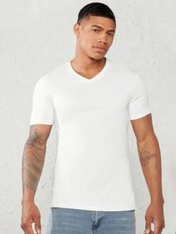 Manfinity Basics Men 100% Cotton Solid V Neck Tee -Man Style Shop 1681794532a89b2759db41231183cfaee9849c1add thumbnail 405x552