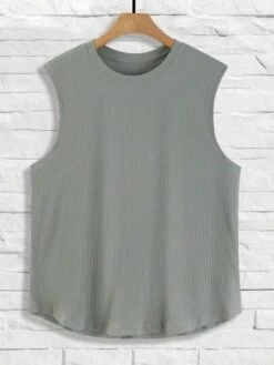 Manfinity Homme Men Cotton Solid Rib Knit Curved Hem Tank Top -Man Style Shop 1683077123df0355cc4437fa36ae708ec1d4c607c9 thumbnail 405x552