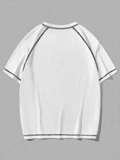 ROMWE Guys Star Print Top-stitching Raglan Sleeve Tee