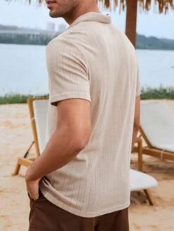 Manfinity Homme Men Solid Ribbed Knit Polo Shirt