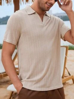 Manfinity Homme Men Solid Ribbed Knit Polo Shirt -Man Style Shop 1684121030a7f5c800d3c039f6c9ddf359862dd247 thumbnail 405x552