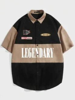 Manfinity Sporsity Men Letter Graphic Colorblock Shirt -Man Style Shop 1685676018918ccfec6b2cafe2b37211d771123988 thumbnail 405x552