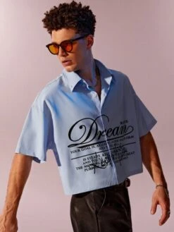 Manfinity Fever City Men Slogan Graphic Drop Shoulder Shirt -Man Style Shop 1686394321f14fb65807243355e64e98dba77fcbd3 thumbnail 405x552