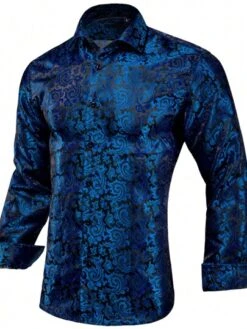 Men Paisley Jacquard Button Up Shirt -Man Style Shop 1686637949ff37a5d94ae9786b835bf3cc80d2a303 thumbnail 405x552
