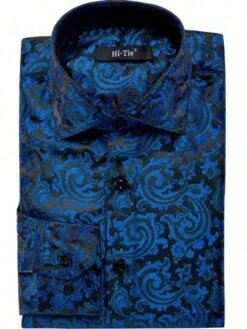 Men Paisley Jacquard Button Up Shirt -Man Style Shop 16866379504b8ebc0d23d640db952153df2078981f thumbnail 405x552