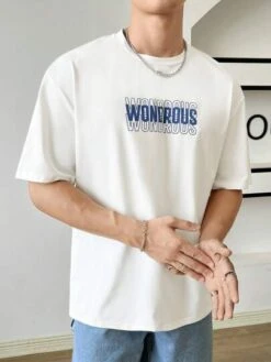 Manfinity Hypemode Men Letter Graphic Tee -Man Style Shop 1686914722ab5e09684e84f20c54fa245033e703a8 thumbnail 405x552