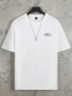 Manfinity Hypemode Men Slogan Graphic Drop Shoulder Tee -Man Style Shop 16879300129092d556cc5263f35b32aca722a95223 thumbnail 405x552