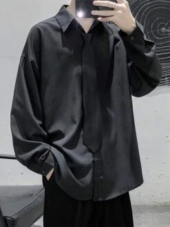 Manfinity Hypemode Men Solid Drop Shoulder Shirt Without Tie -Man Style Shop 1688097747e85f19451e9040103506a8f00cf452da thumbnail 405x552