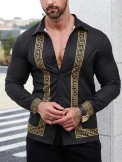 Manfinity LEGND Men Geo Print Button Up Shirt -Man Style Shop 16886132972d577d6c066ab58ae4cfcb8e9502f183 thumbnail 405x552