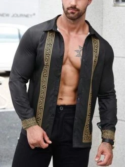 Manfinity LEGND Men Geo Print Button Up Shirt -Man Style Shop 1688613307e71da9404529f52279603bc9f4d2baad thumbnail 405x552