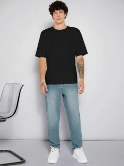 SHEIN Manfinity Basics Men Solid Round Neck Tee -Man Style Shop 16889670847db755910cefb4f42709fdc7deada02b thumbnail 405x552