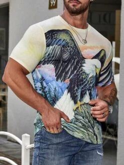 SHEIN Manfinity Fever City Men Eagle Print Tee -Man Style Shop 1689384139a342270d02b873155a7f688bb5ceee05 thumbnail 405x552