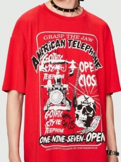 Grunge Punk Guys Skull & Slogan Graphic Drop Shoulder Tee -Man Style Shop 169016513347eb0846288e957b68164274f0150e3b thumbnail 405x552