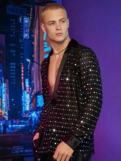 SHEIN Manfinity Fever City Men Sequin Detail Sheer Top -Man Style Shop 1690426017bef5acd8dd84398c0759bcf7110b4c5b thumbnail 405x552
