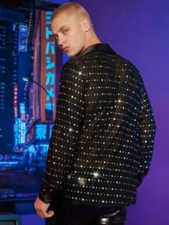 SHEIN Manfinity Fever City Men Sequin Detail Sheer Top
