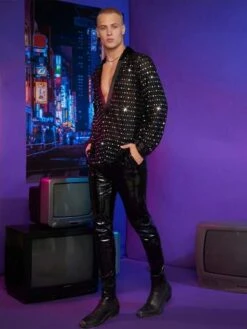 SHEIN Manfinity Fever City Men Sequin Detail Sheer Top -Man Style Shop 169042603549f18e8fb0e0d1bc17a4cce8ca1b9e77 thumbnail 405x552