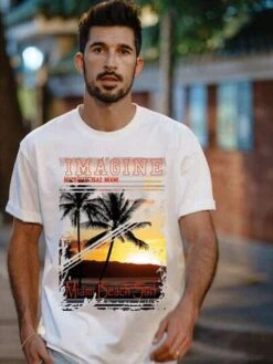 Men Slogan & Palm Tree Print Tee -Man Style Shop 169189404832ed8677d7a217d549a04a0675625a25 thumbnail 405x552