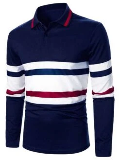 Manfinity Homme Men Striped Print Colorblock Polo Shirt -Man Style Shop 1691916053513e8df49f9b1d55fb90b9af3dbe017f thumbnail 405x552