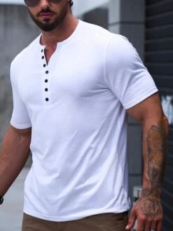 Manfinity Homme Men Half Button Tee -Man Style Shop 16919193035e58c80c2aee78a95302e846ec97b255 thumbnail 405x552