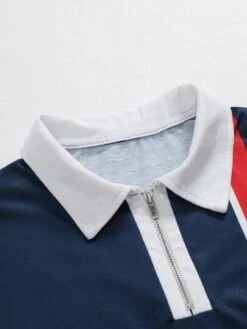 Manfinity Mode Men Striped Print Quarter Zip Polo Shirt -Man Style Shop 1691980813c4cd21cfb6a531ea0dcc64aba844d01c thumbnail 405x552