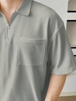 SHEIN Manfinity Hypemode Men Quarter Zip Pocket Patched Drop Shoulder Polo Shirt -Man Style Shop 1691994117f68bdb3aa53f931a88cc9ddb4c213cfd thumbnail 405x552