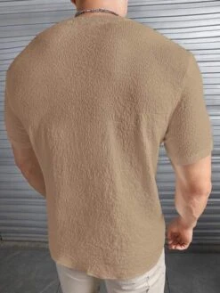 Men Letter Patched Detail Button Front Shirt