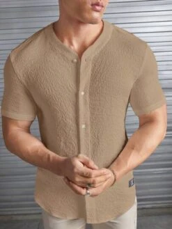 Men Letter Patched Detail Button Front Shirt -Man Style Shop 169199442419bdaf925737a617f5ea3abb0f01da54 thumbnail 405x552