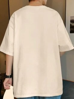 Men Letter And Star Print Drop Shoulder Tee