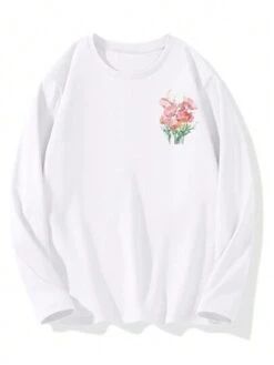 Men Floral & Letter Graphic Tee