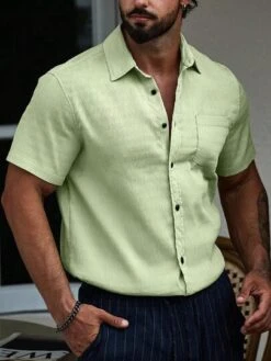 Men Solid Button Up Pocket Patched Shirt -Man Style Shop 1692009141319ea492bec6b0720e645f9320d52325 thumbnail 405x552