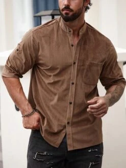 Men Solid Button Up Shirt -Man Style Shop 1692009366a8fe9762c49cd4fc33b6ca2324e8adf7 thumbnail 405x552