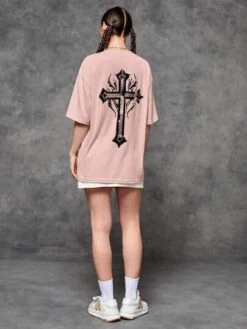 SHEIN 1pc Cross And Letter Graphic Drop Shoulder Tee -Man Style Shop 1692172767a82d7a6fd730ac40c6d138eb16c79523 thumbnail 405x552