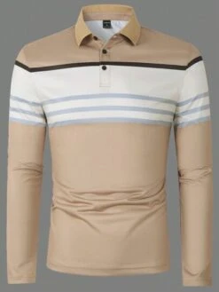 Manfinity Mode Men Striped Print Colorblock Polo Shirt -Man Style Shop 1692262903feeda22a8ae56089f3668f617d0f85f2 thumbnail 405x552
