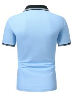 Manfinity Homme Men Eagle Print Striped Trim Polo Shirt